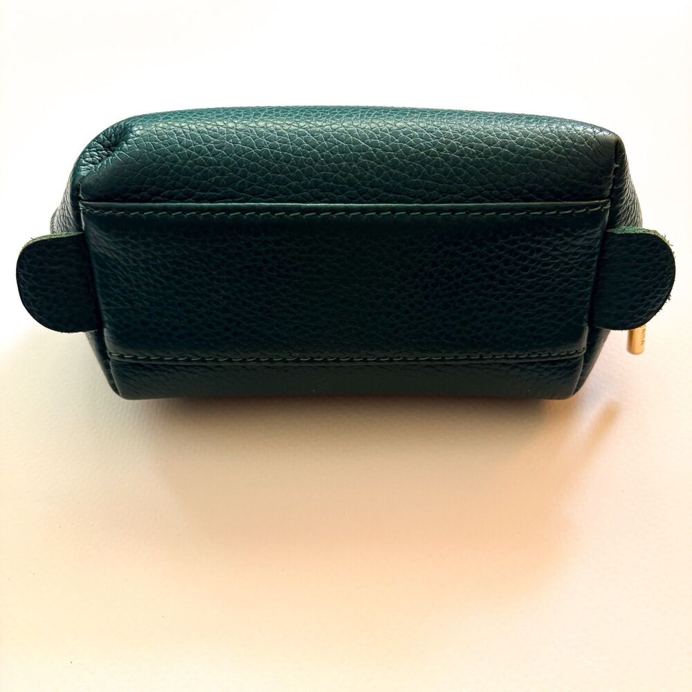 Cuyana Teal Pebbled Leather Travel Cosmetic Zippered Case Toiletry Bag READ - Picture 12 of 12